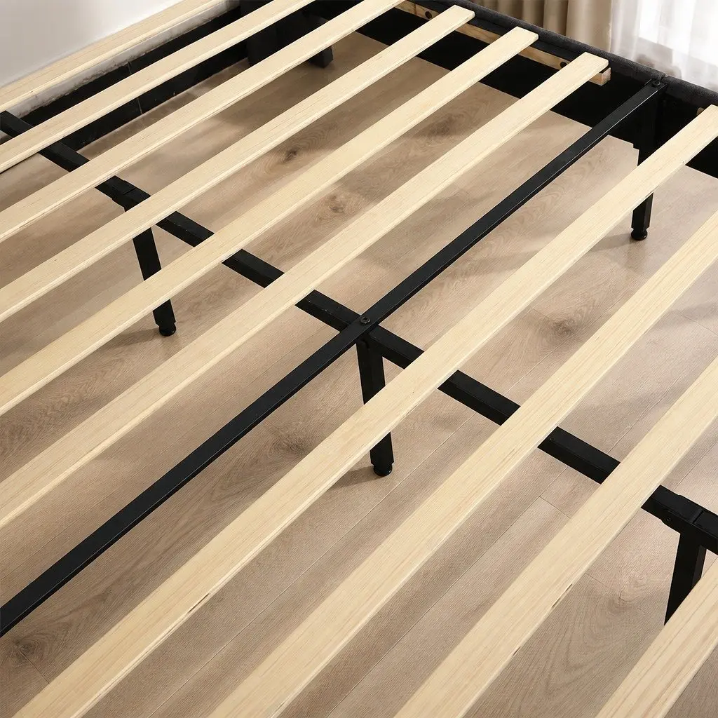 Queen Bed Frame with Velvet Headboard