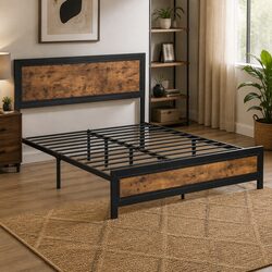 Queen Bed Frame with Steel Slats for Lasting Support