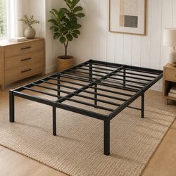 Sturdy Full Size Metal Bed Frame with Storage Space