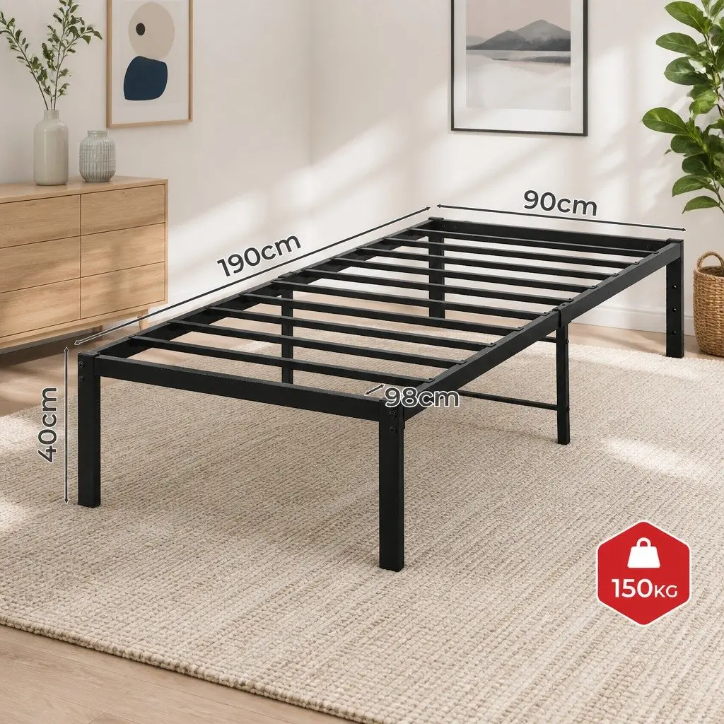 Metal Bed Frame Black Full Size Heavy Duty Storage Platform Slat Foundation Support