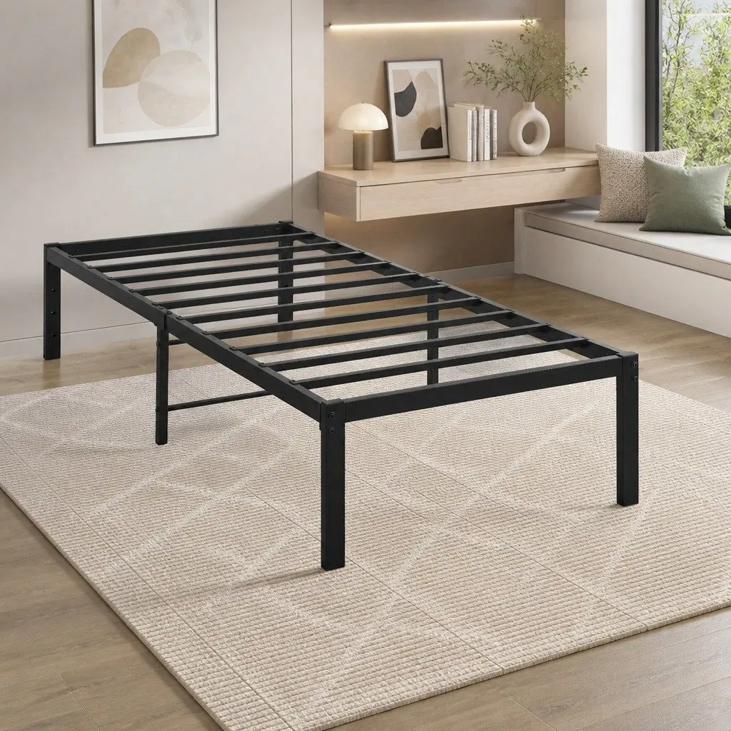 Metal Bed Frame Black Full Size Heavy Duty Storage Platform Slat Foundation Support