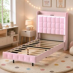 Compact and Stylish Pink Floating Bed Frame