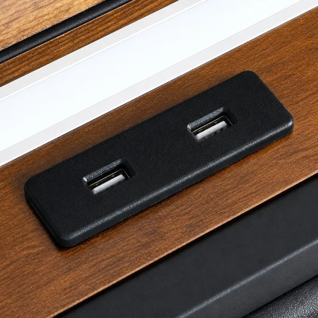 Double Bed Frame Black with LED Lights USB Charging Headboard and Storage Drawers