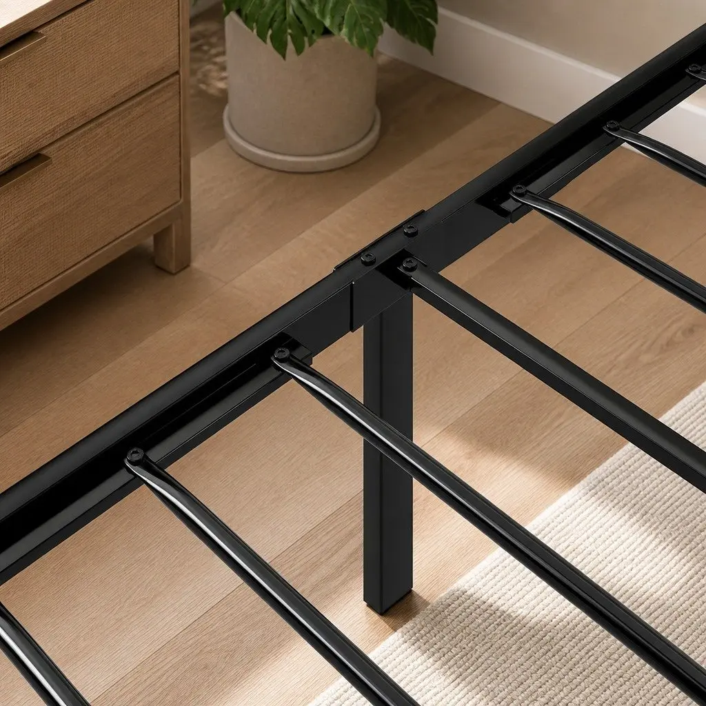 Single Bed Frame with LED Headboard and Storage