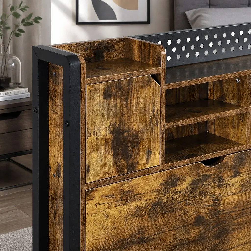 King Bed Frame with Smart LED Lighting & Ample Storage