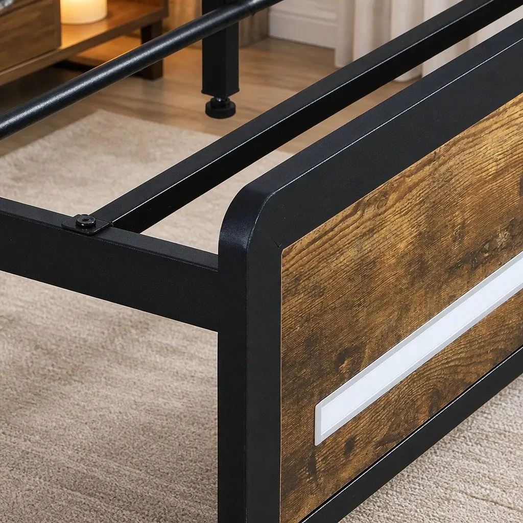 King Bed Frame with Smart LED Lighting & Ample Storage