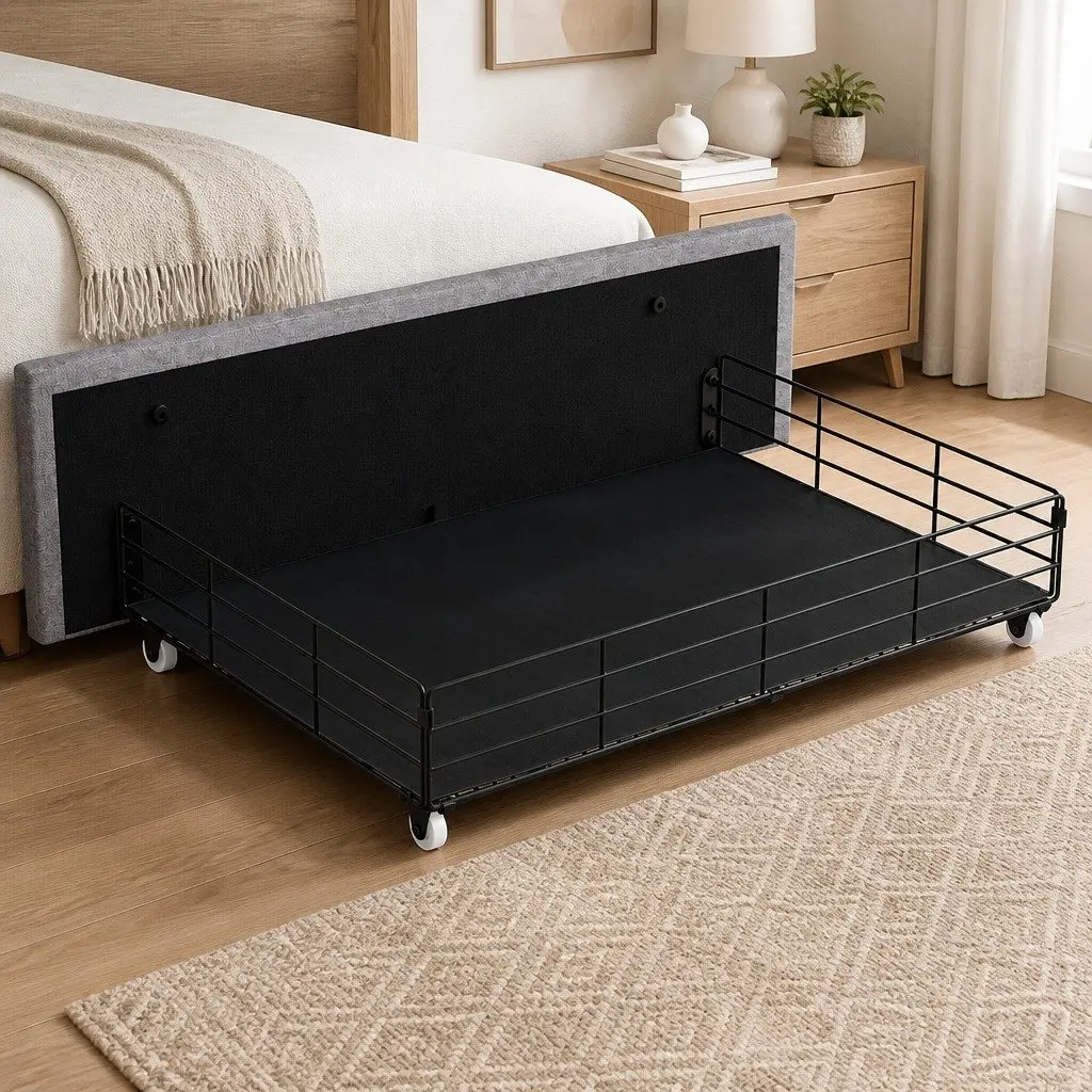 King Bed Frame Grey 212cm x 191cm Storage Drawers USB Charging Ports LED Headboard