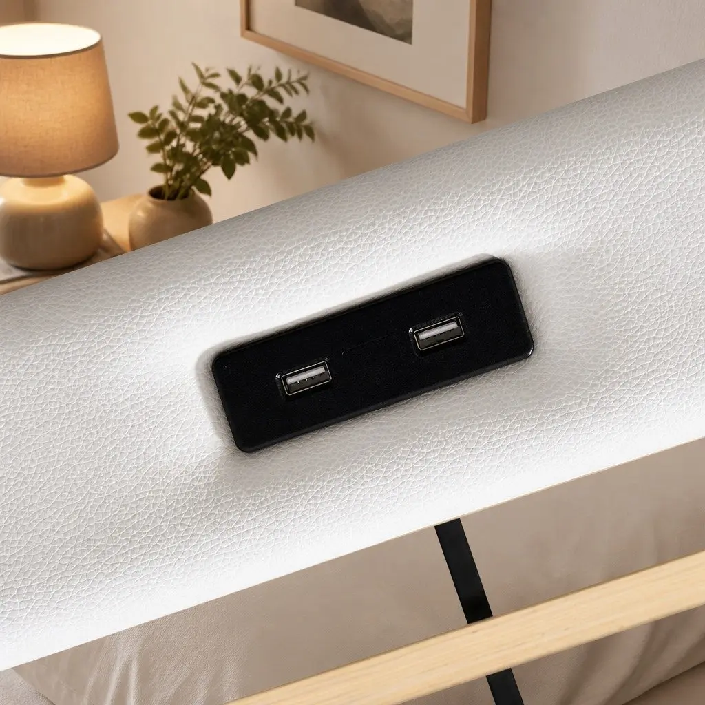 Single Bed Frame with LED Lights and Two Drawers