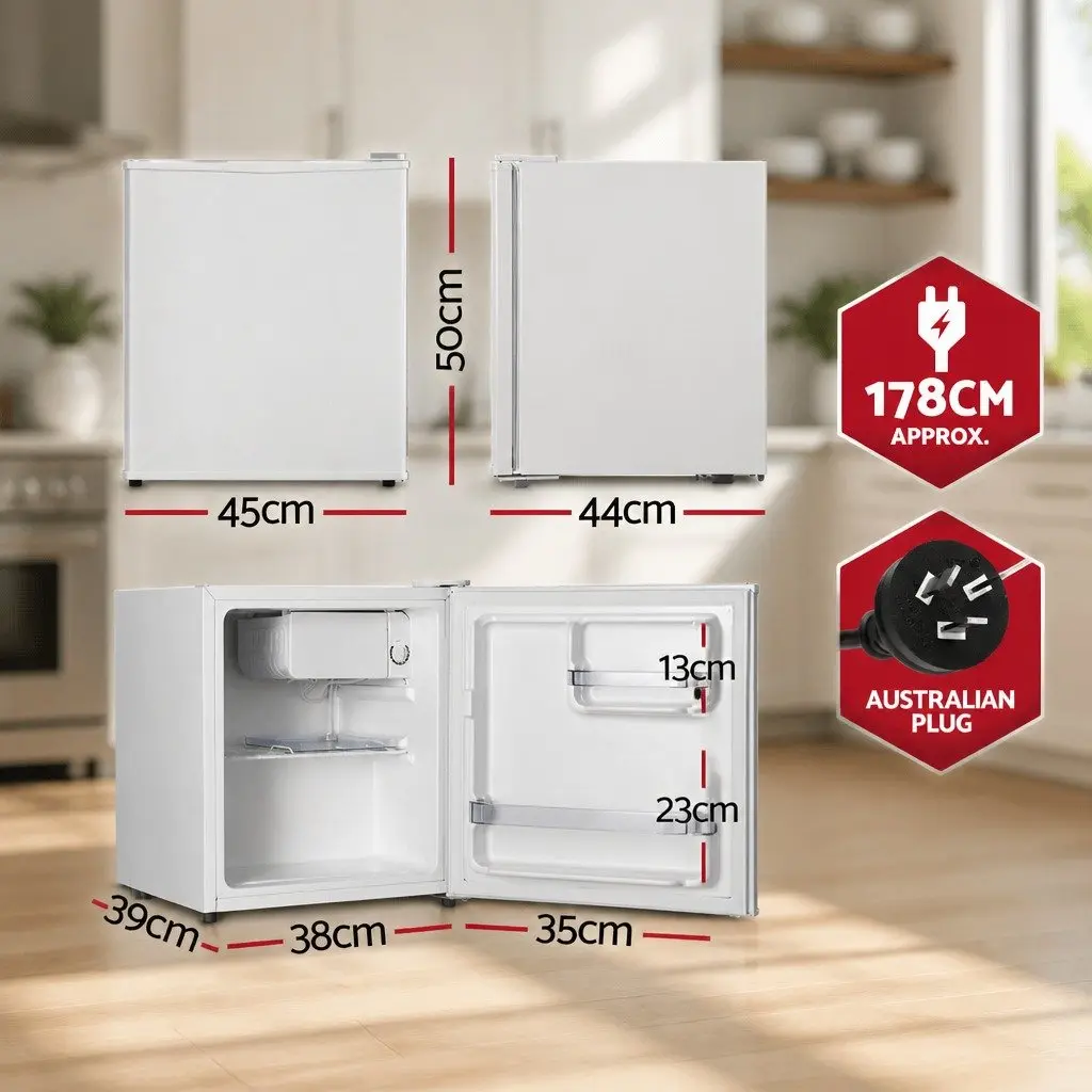 48L Bar Fridge White Portable Compact Mini Refrigerator Caravan Apartment Office