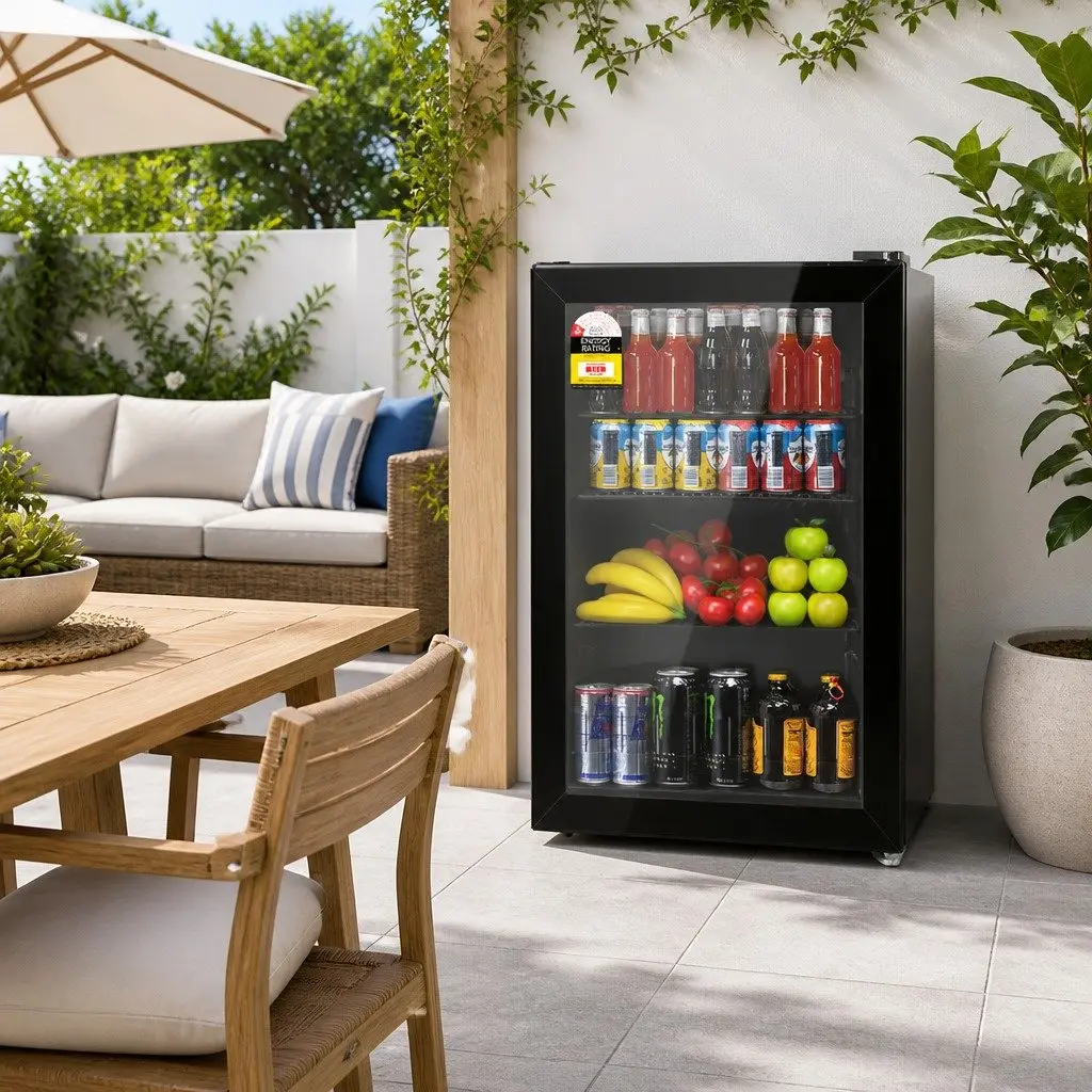70L Compact Beverage Cooler with LED Lamp and Energy Efficiency