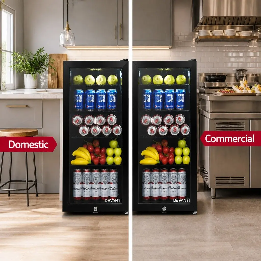 Bar Fridge 98L Glass Door Mini Fridge Freezer Compact Portable Beverage Cooler