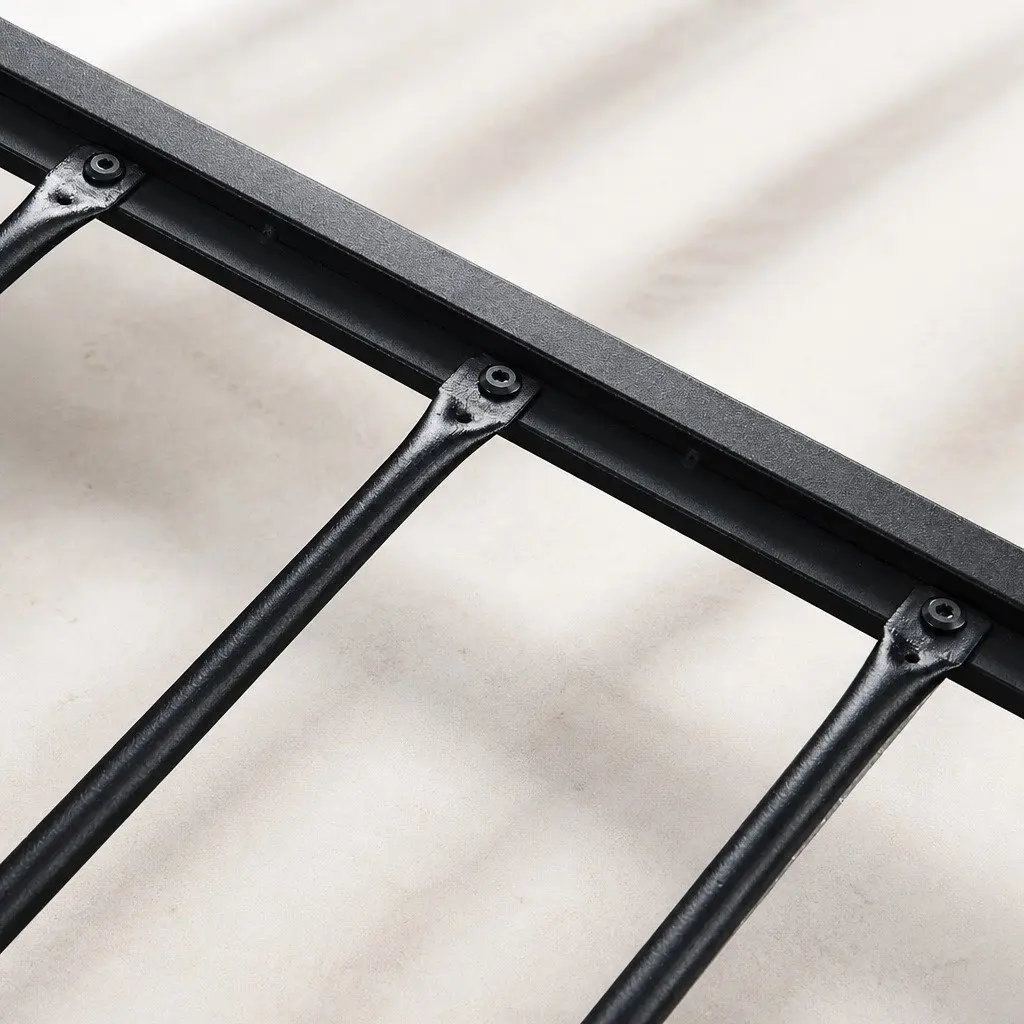 Double Metal Bed Frame with Storage Drawers Steel Slats Industrial Bedroom