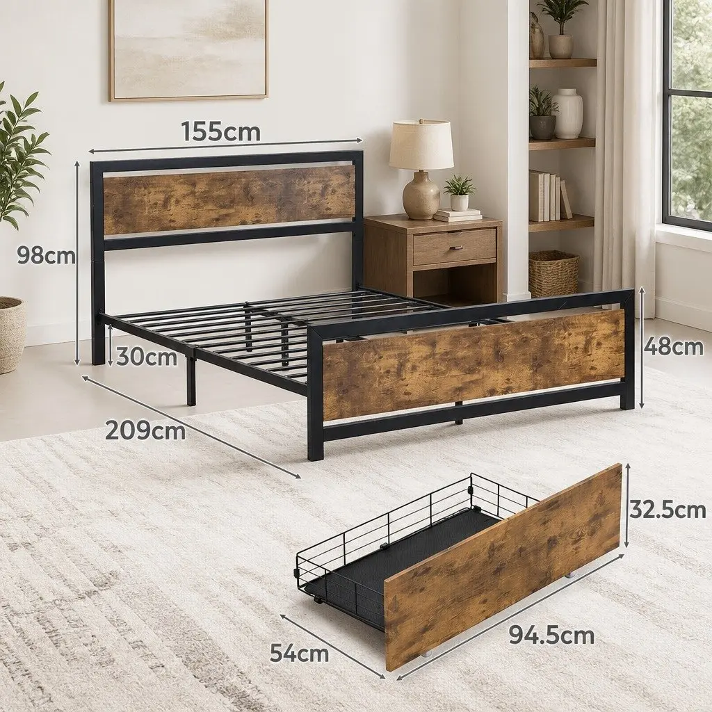Queen Bed Frame with Under-Bed Storage