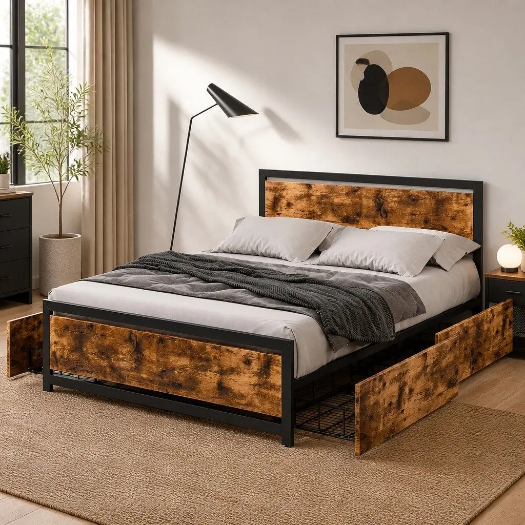 Queen Bed Frame with Under-Bed Storage