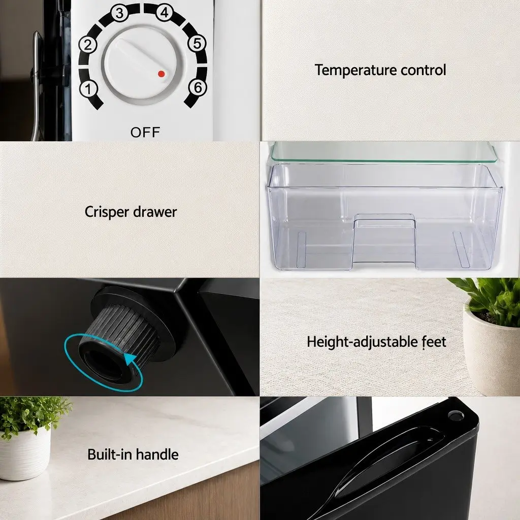 95L Portable Bar Fridge Black Compact Cooler Adjustable Temperature Energy