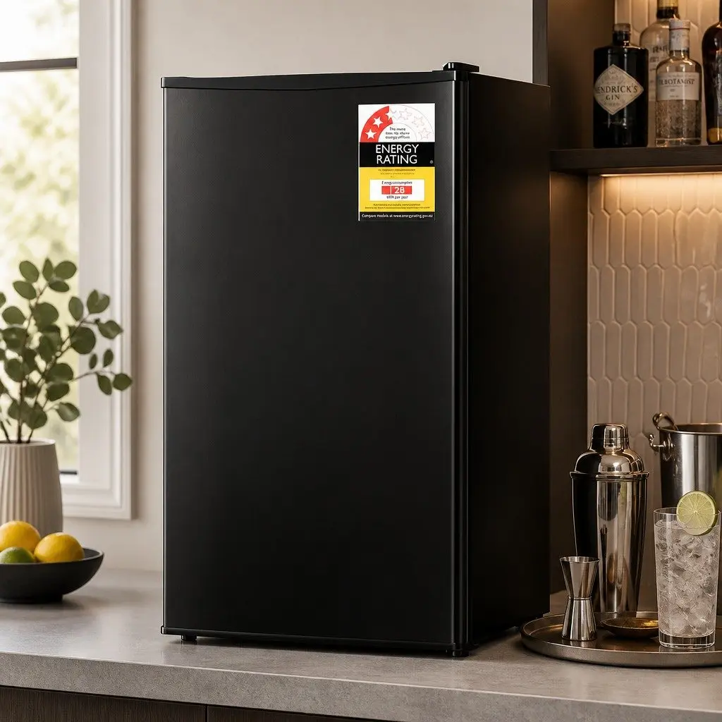 95L Portable Bar Fridge Black Compact Cooler Adjustable Temperature Energy