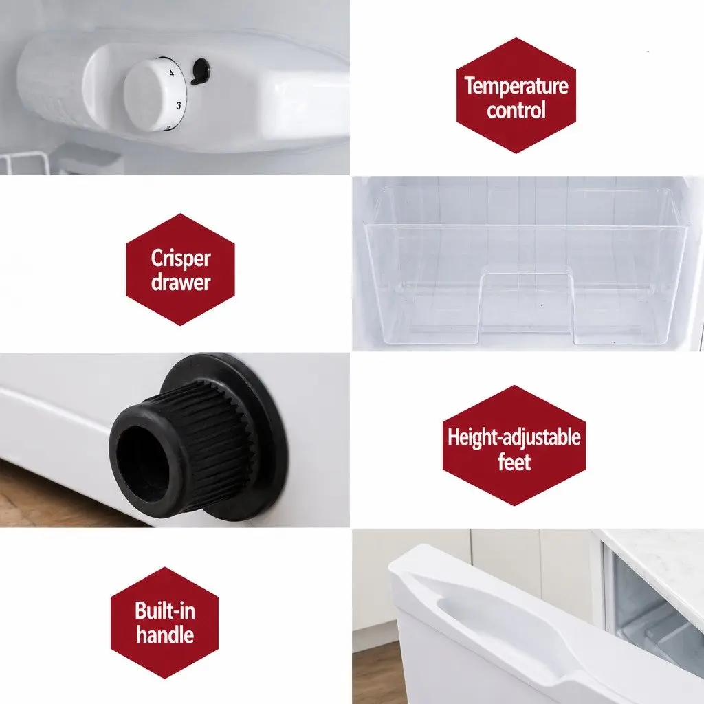 Bar Fridge White 85L Dual Temperature Zone Manual Control LED Light