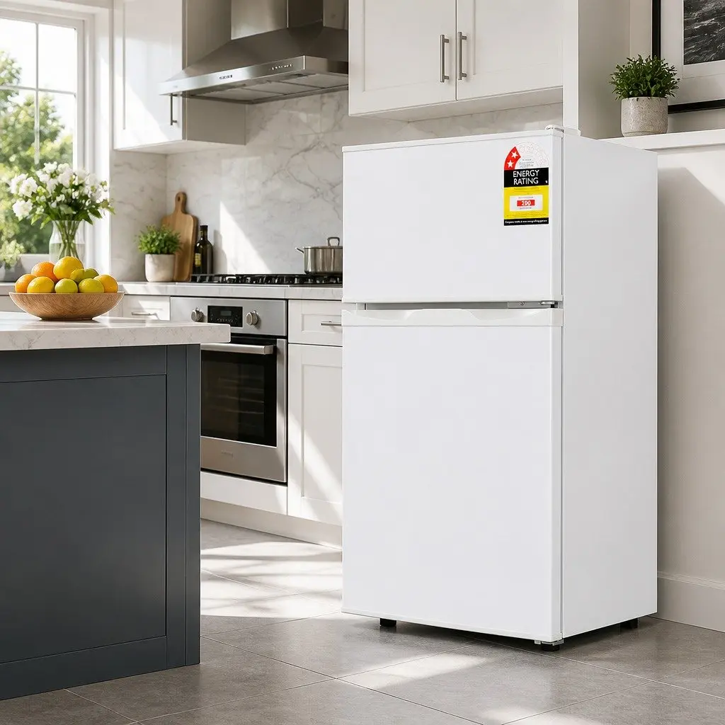 Bar Fridge White 85L Dual Temperature Zone Manual Control LED Light