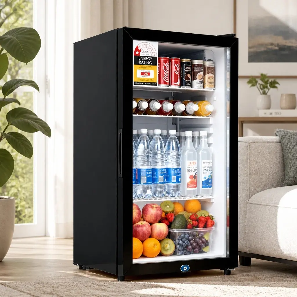 Bar Fridge 78L Glass Door Countertop Mini Cooler Beverage Chiller Compact
