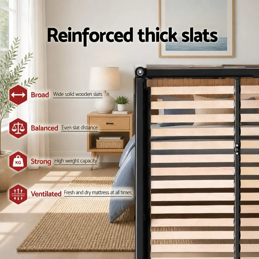 Gas Lift Storage Bed Frame Grey King Single Upholstered Padded Headboard
