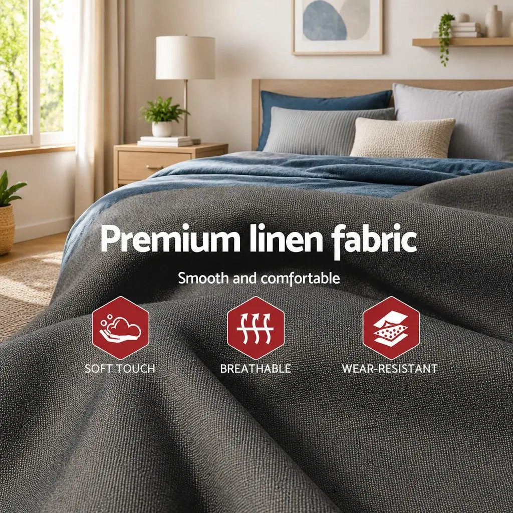Gas Lift Storage Bed Frame Grey King Single Upholstered Padded Headboard