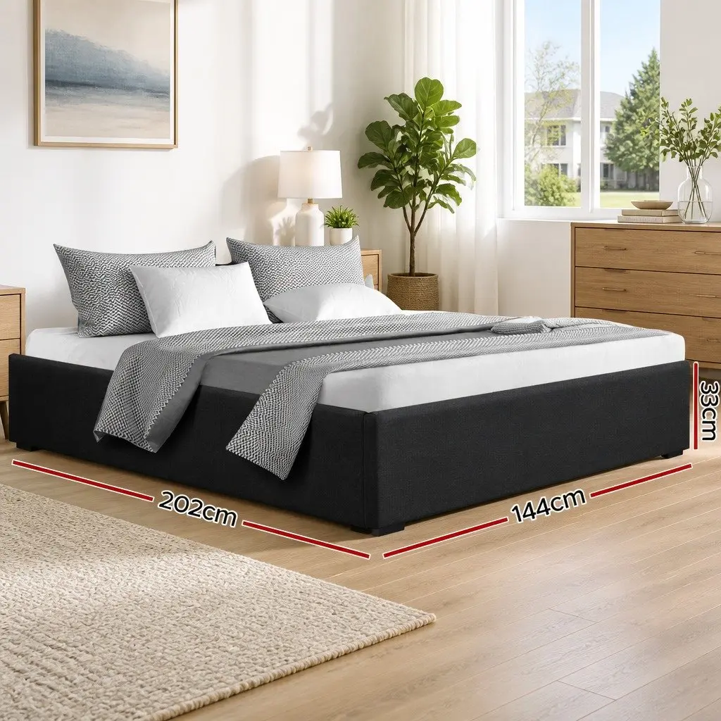 Double Gas Lift Bed Frame Charcoal Double Size with Storage Base