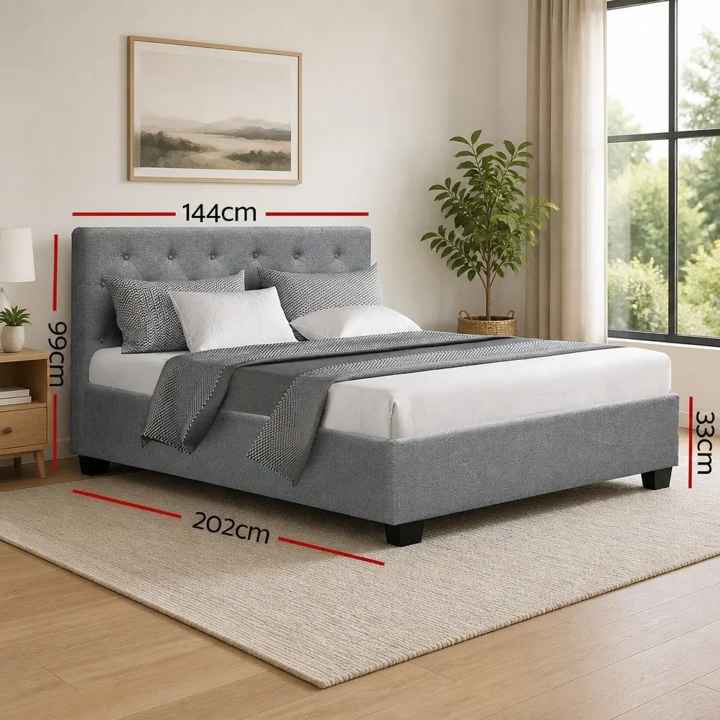 Grey Gas Lift Bed Frame with Storage Access