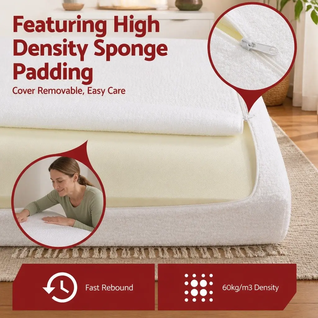 Double Bed Frame Boucle Fabric Vacuum Compressed No-Assembly Removable Washable
