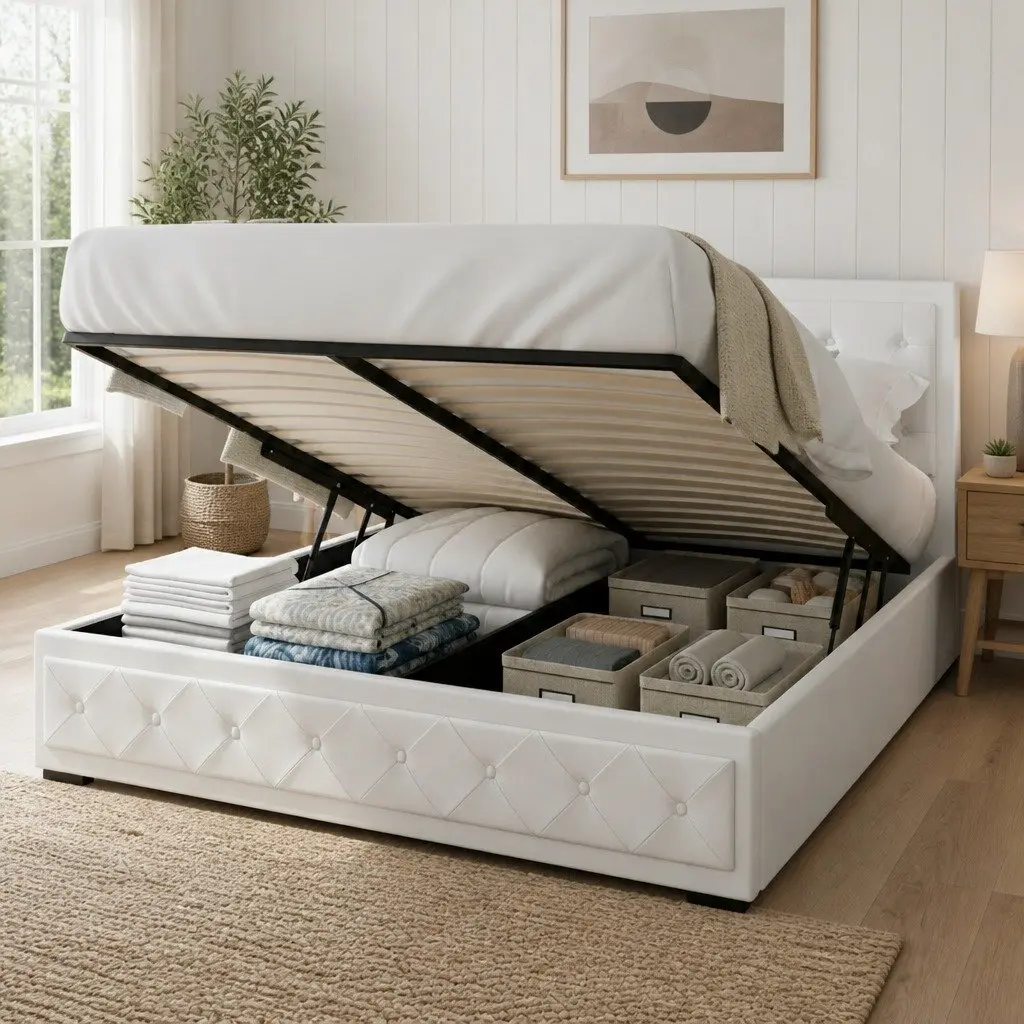 King Size Gas Lift Bed Frame with Easy Access