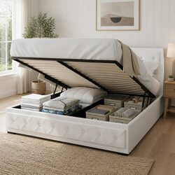 Compact King Size Gas Lift Bed Frame with Easy Access