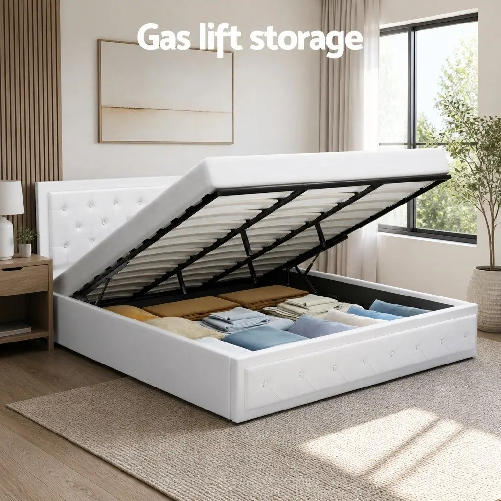 King Size Gas Lift Bed Frame with Easy Access