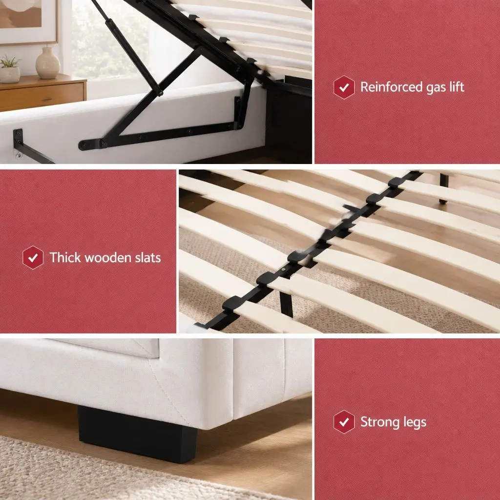 King Size Gas Lift Bed Frame with Easy Access