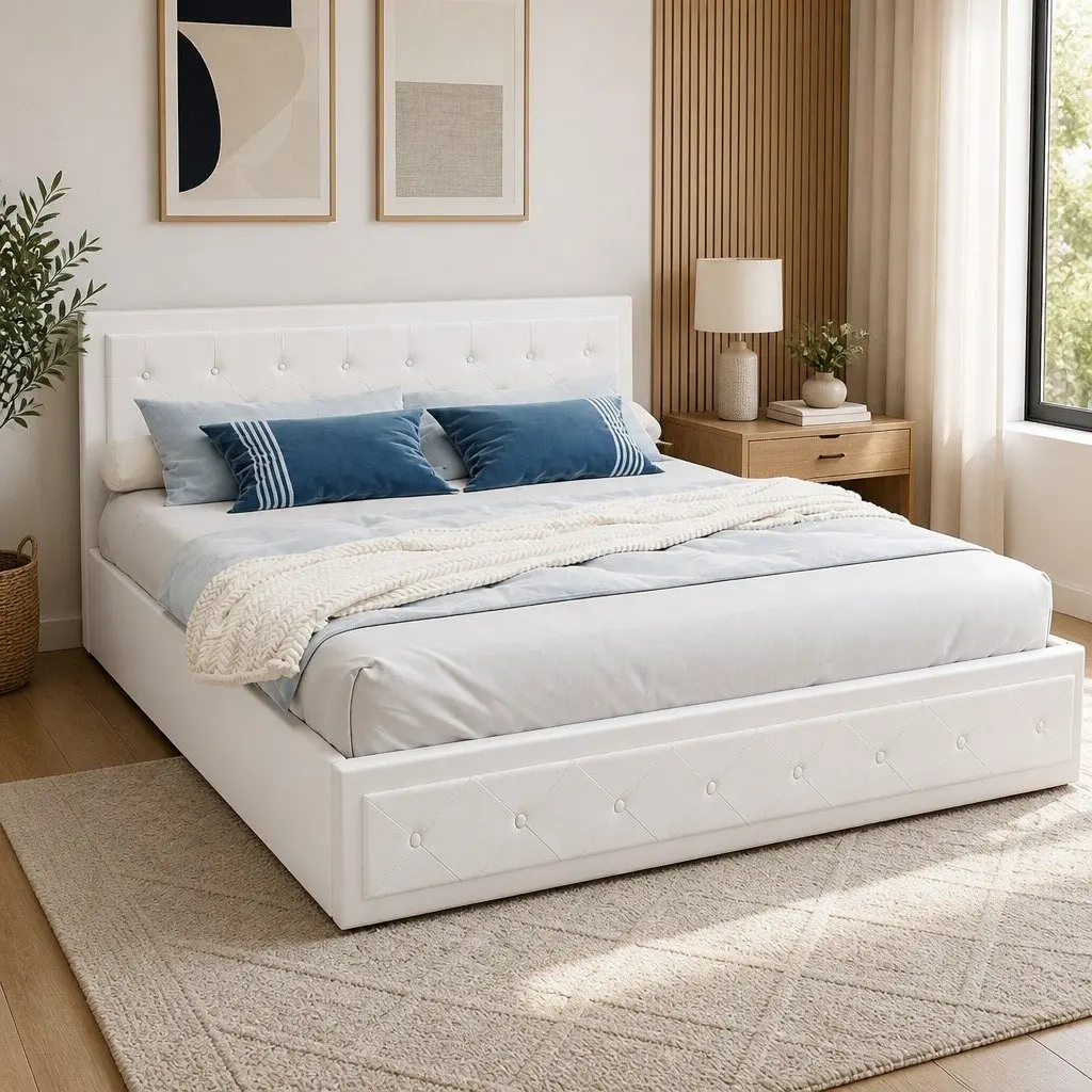 King Size Gas Lift Bed Frame with Easy Access