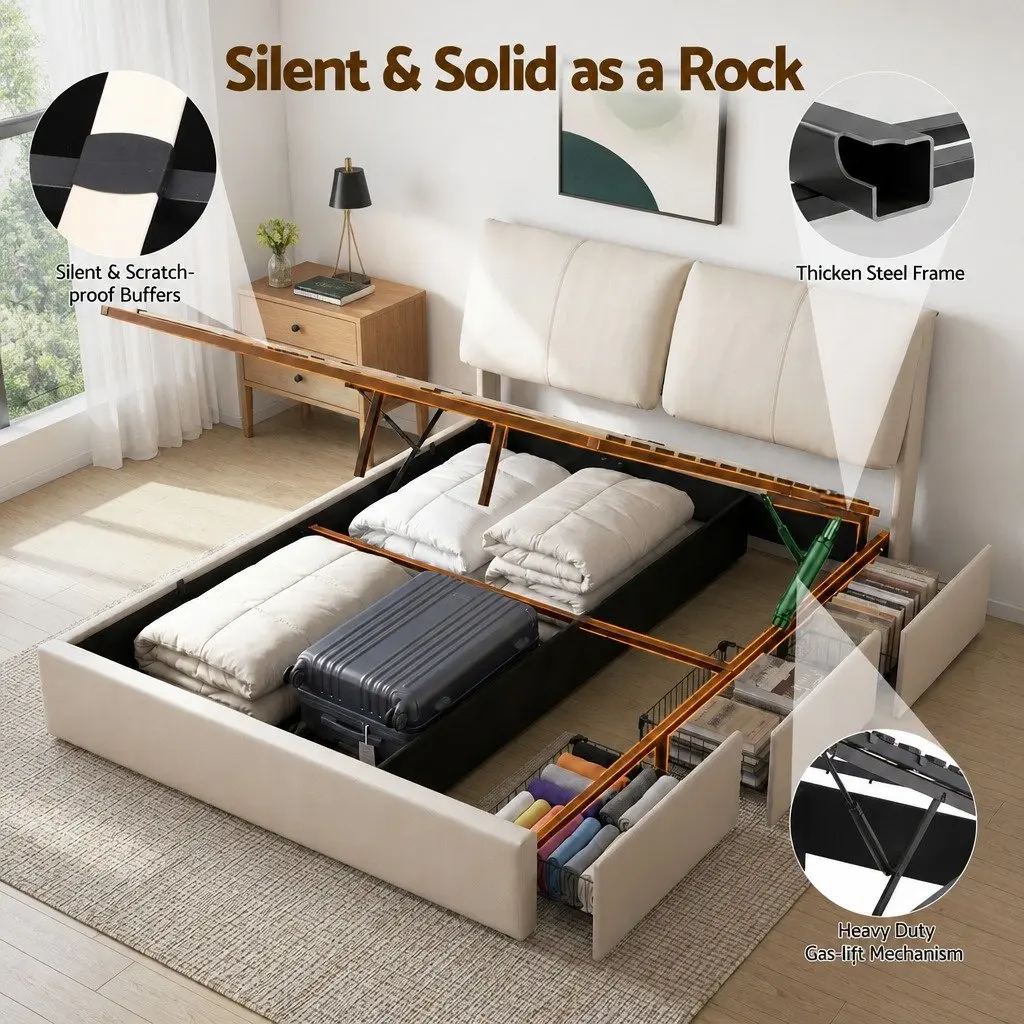 Queen Bed Frame with Storage
