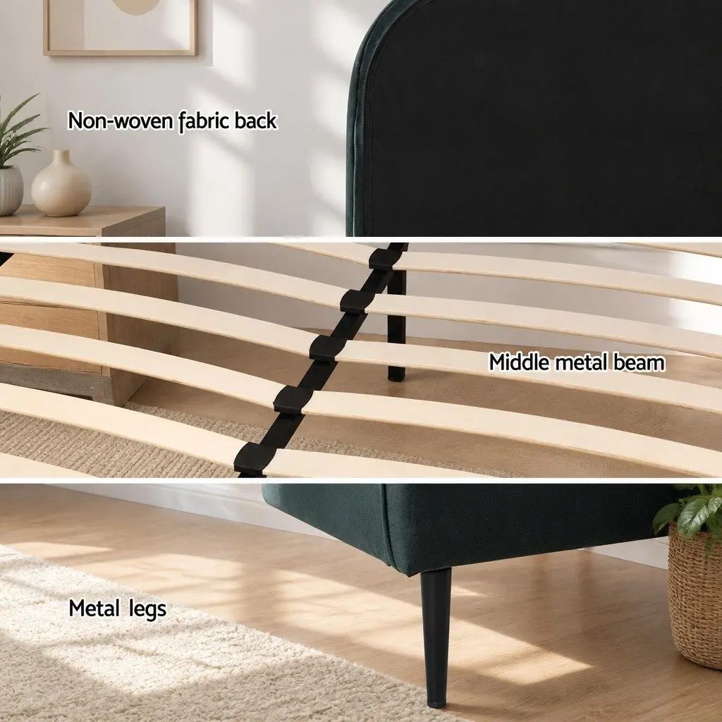 Dark Green Velvet Queen Bed Frame