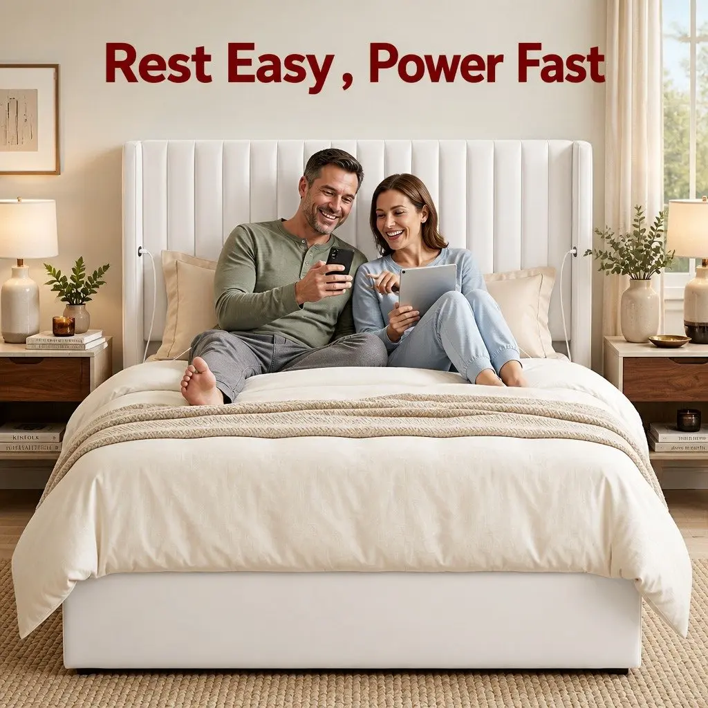Queen Bed Frame with Storage and USB Charging
