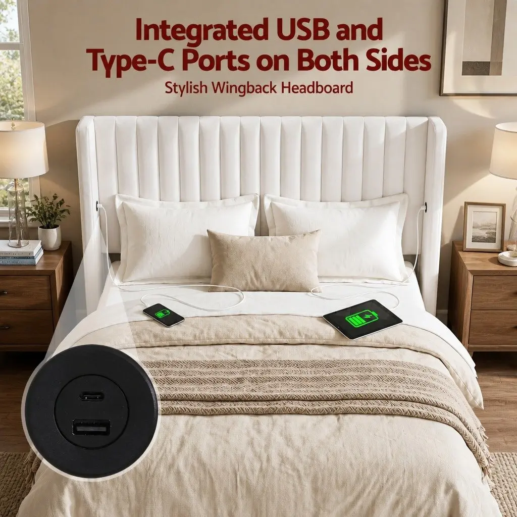 Queen Bed Frame with Storage and USB Charging