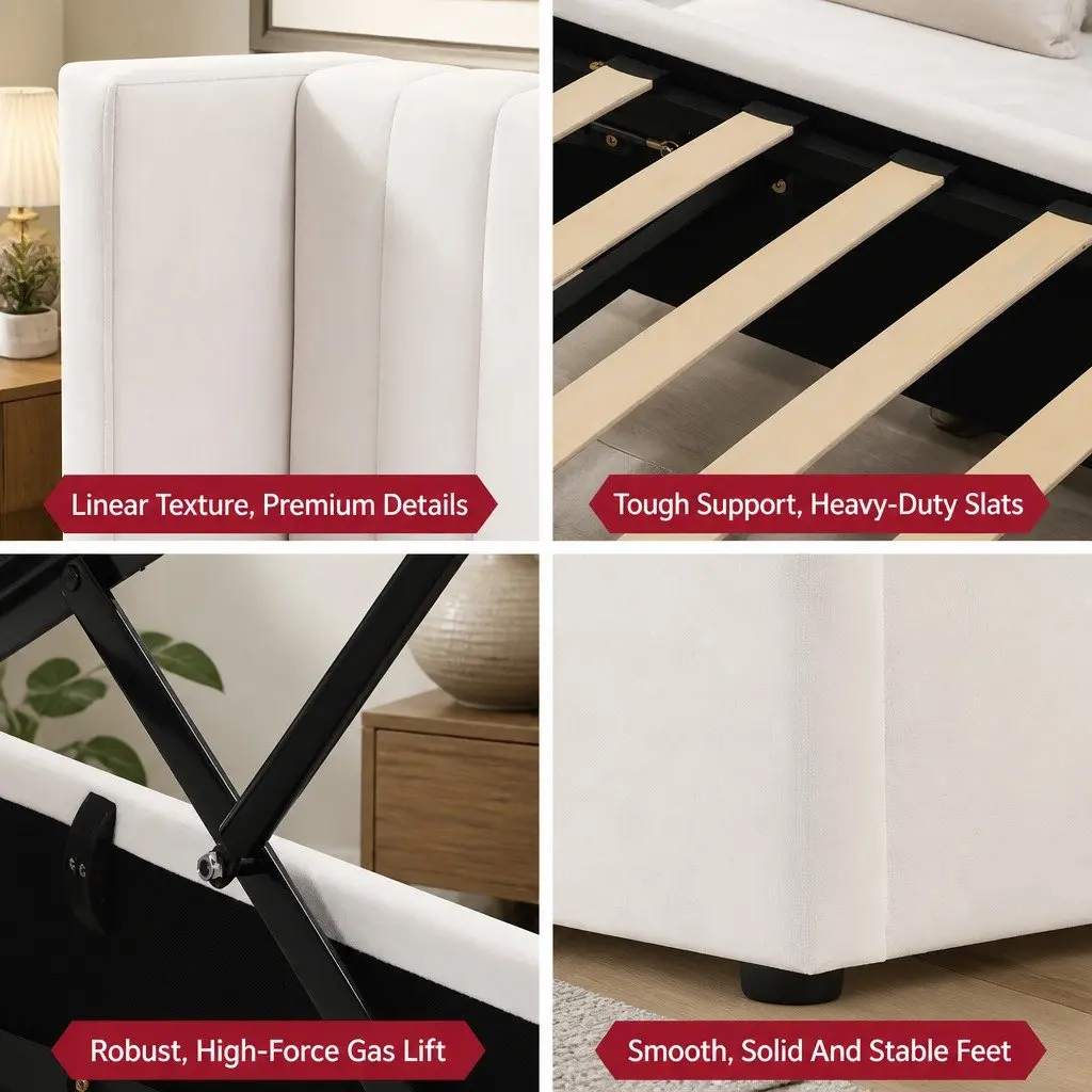 Queen Bed Frame with Storage and USB Charging