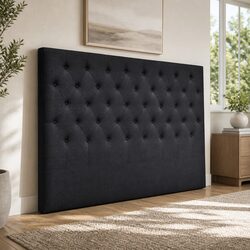 Concise King Size Charcoal Upholstered Headboard Overview