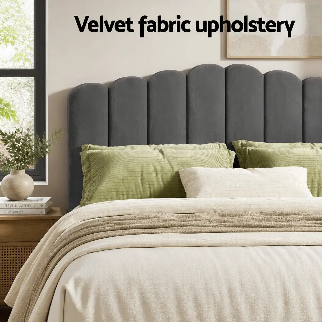 King Size Bed Frame Velvet Upholstered Grey Storage Gas Lift Padded Headboard