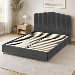 Comfortable Queen Bed Frame with Gas Lift Storage Solution