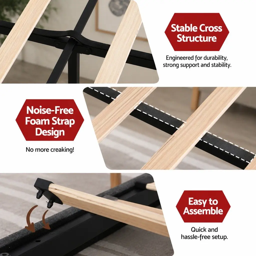 King Bed Frame with Storage and USB Charger