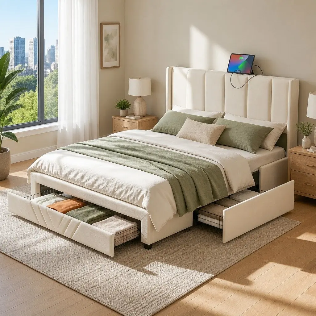 Double Bed Frame with Storage