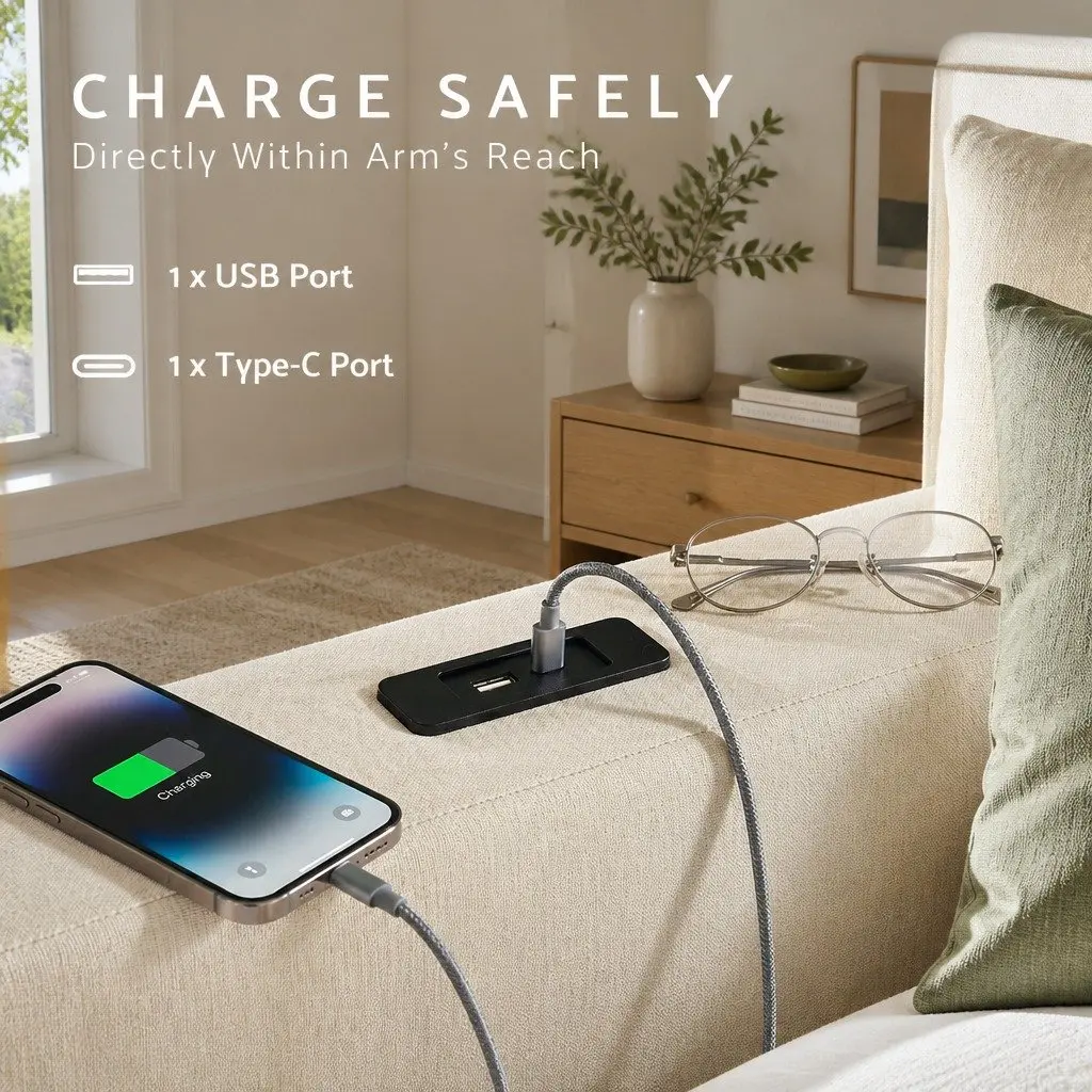 Queen Bed Frame Beige 300KG Capacity Integrated Charging Station Storage Drawers