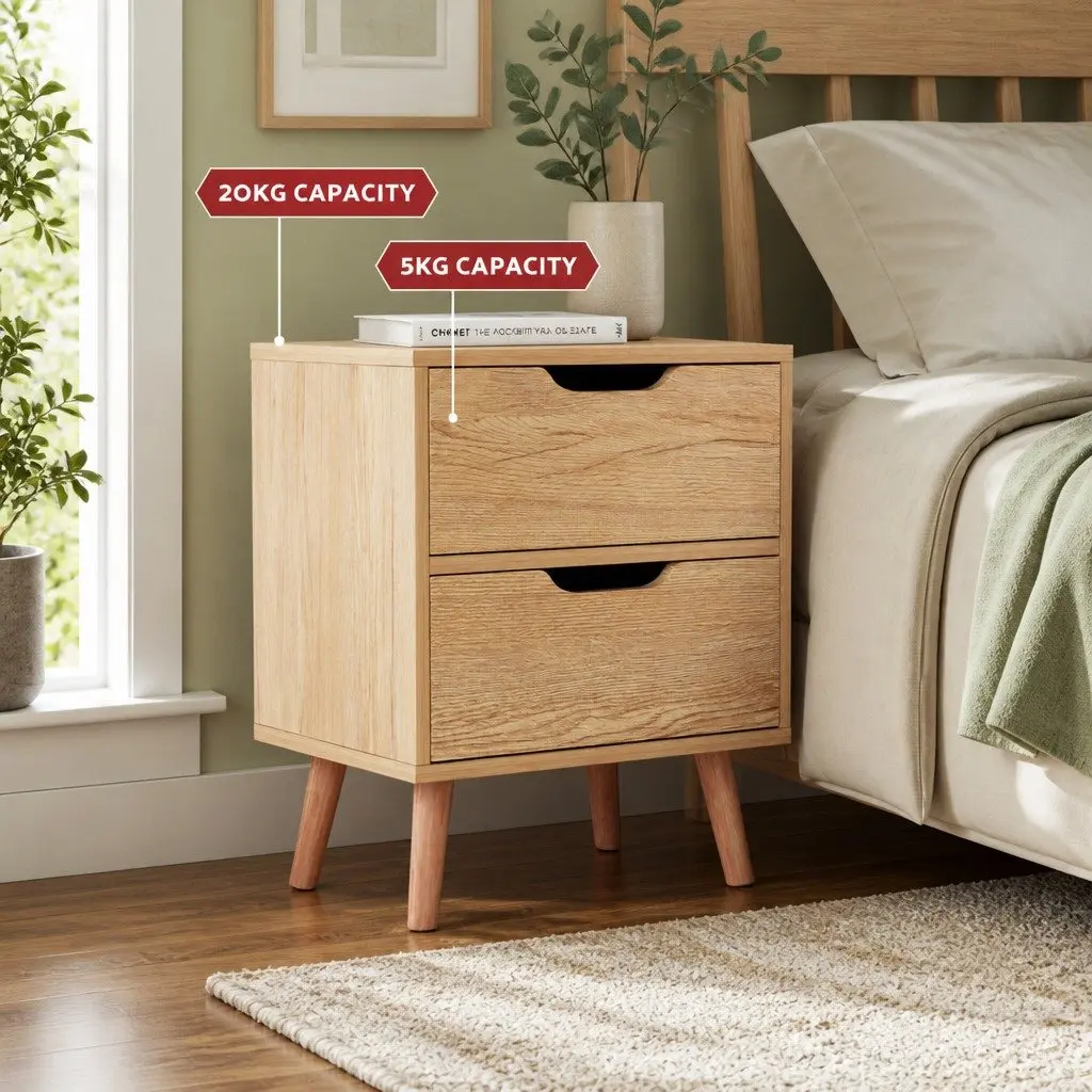 Queen Gas Lift Storage Bed Frame Beige with Matching Bedside Table Boucle Upholstered 216cm L x 160cm W x 99cm H Rounded Safety Edges