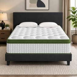 Concise Queen Bed Frame with Pocket Coil Mattress