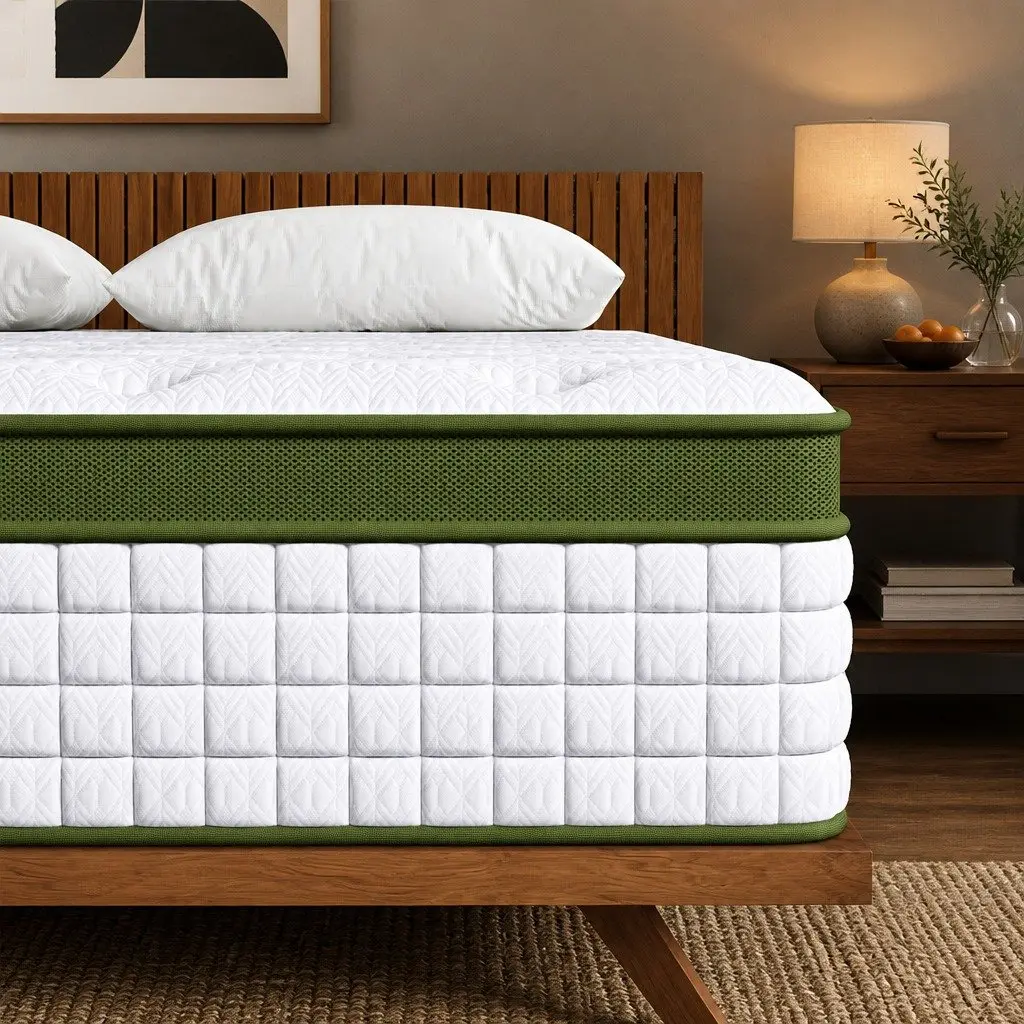 Single Bed Frame White Medium Firm Hybrid Mattress Pocket Coil