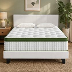 Compact Queen Bed Frame with Hybrid Mattress Package