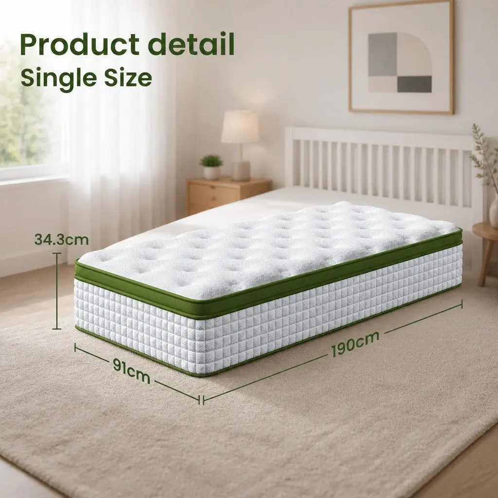 Single Bed Frame and Hybrid Mattress Set