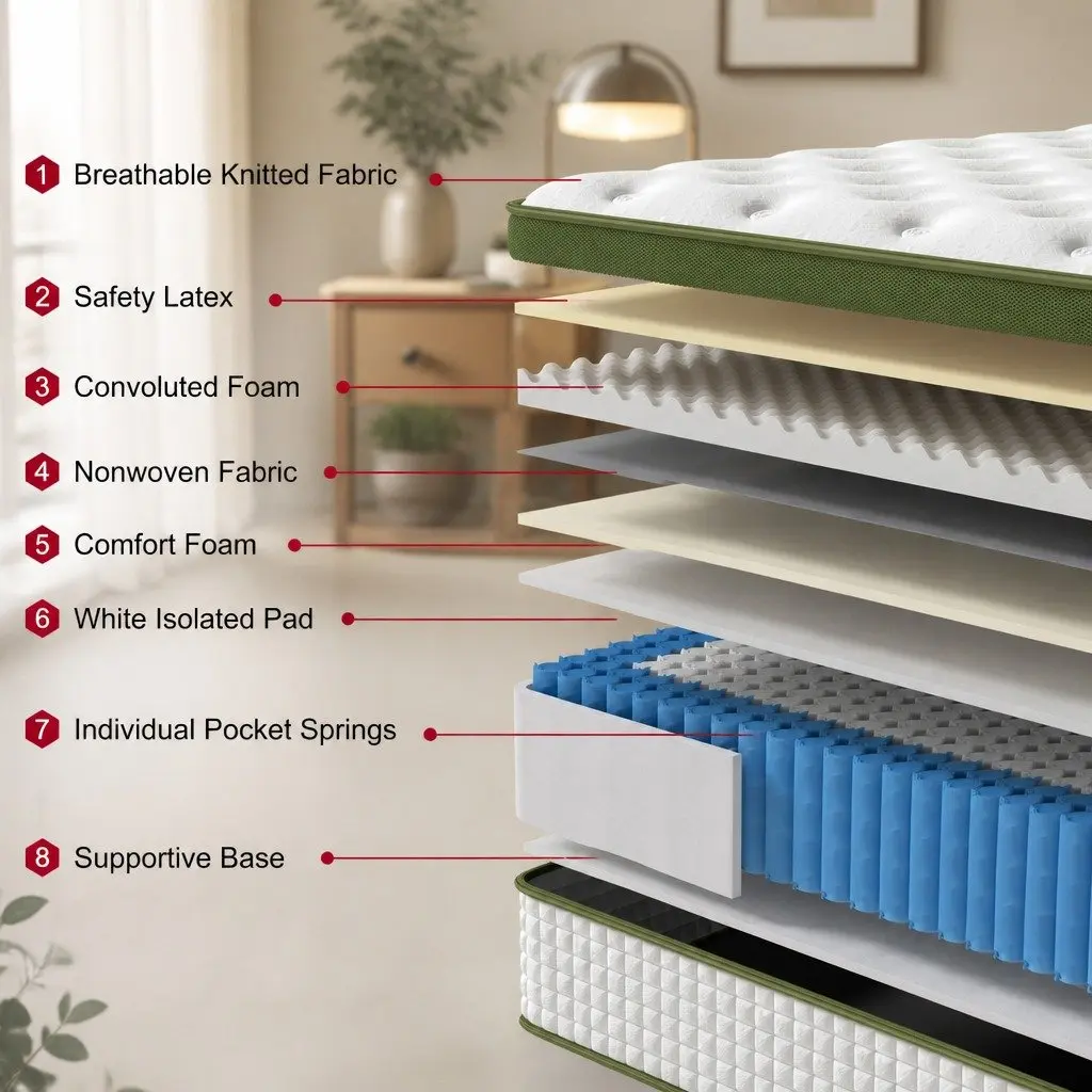 Single Bed Frame and Hybrid Mattress Set
